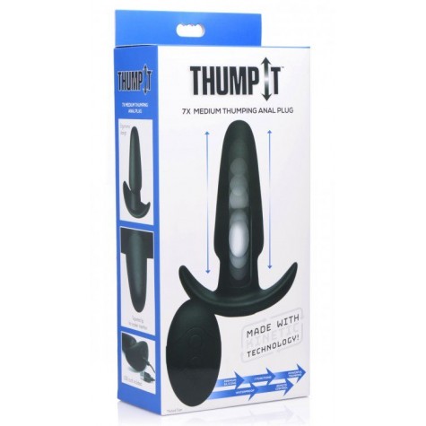 Черная анальная вибропробка Kinetic Thumping 7X Medium Anal Plug - 13,3 см.